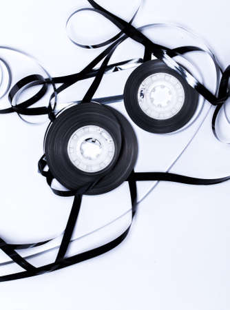 Close up of magnetic audio tape reel の写真素材