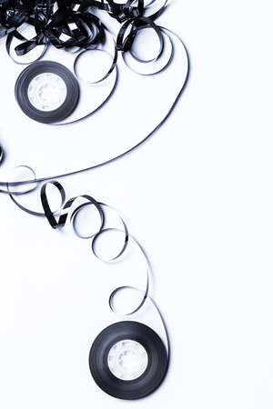 Close up of magnetic audio tape reel の写真素材