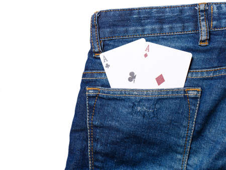 playing cards in jeans pocketの写真素材