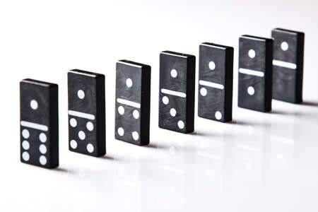 Pieces of  black domino tilesの写真素材