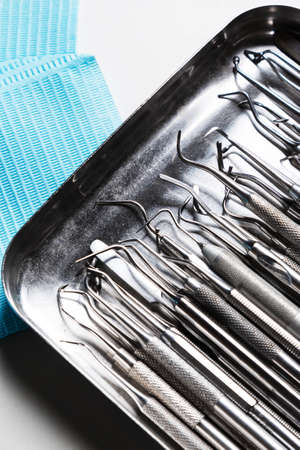 Close up of different dental toolsの写真素材