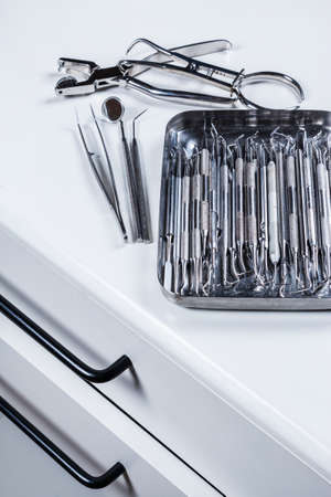 Close up of different dental toolsの写真素材