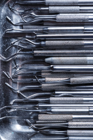 Close up of different dental toolsの写真素材