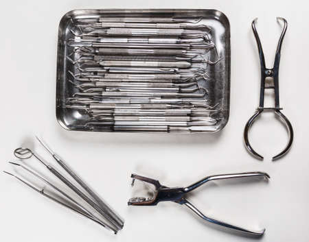 Close up of different dental toolsの写真素材