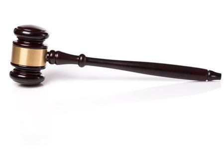 Judge hammer on white background
