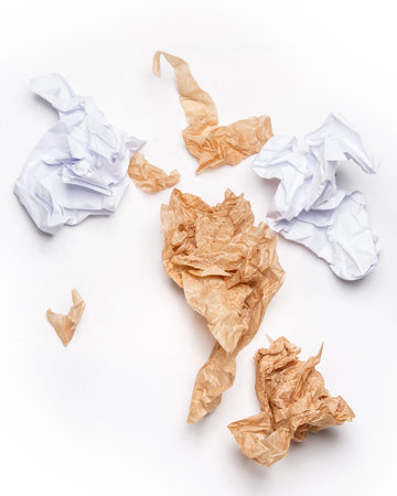 Crumpled paper on white background