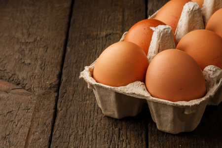 Close of package with eggs