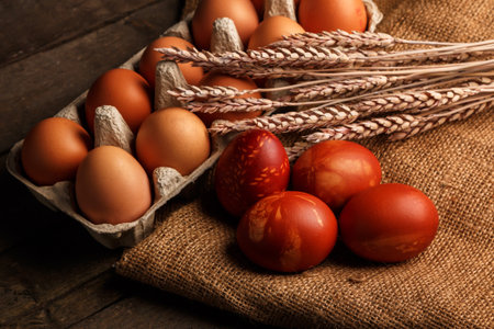 Easter eggs colored with old-fashioned method
