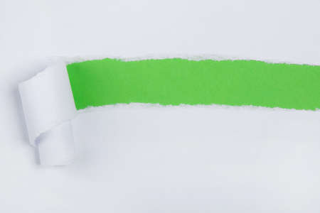 Torn paper with place for text on green backgroundの写真素材