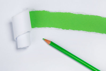 Torn paper with place for text on green background