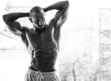 Young muscular guy with sexy bodyの写真素材