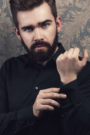 Portrait of stylish handsome man with a beardの写真素材