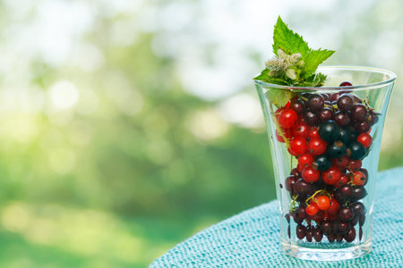 Fresh and tasty currants in the glass