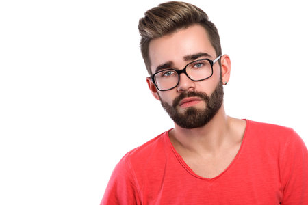 Stylish bearded man in eyeglasses