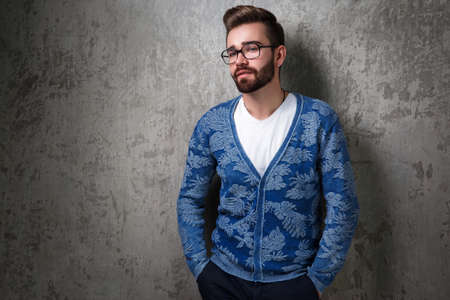 Stylish bearded man in eyeglassesの写真素材