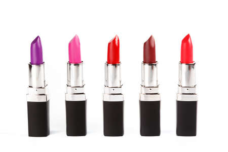 Different lipsticks on white backgroundの写真素材