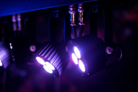 Bright floodlights in darkness