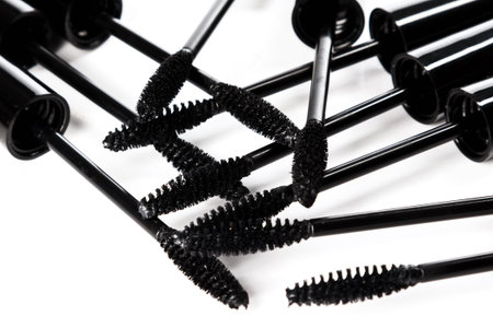 Mascara wands on white backgroundの写真素材