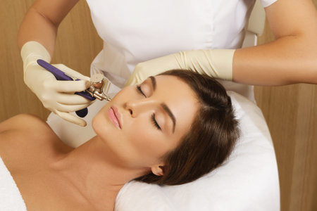 Bio oxidation therapy. Woman in the beauty salon during rejuvenation procedure.