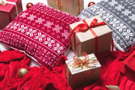 Background with a lot of Christmas gifts