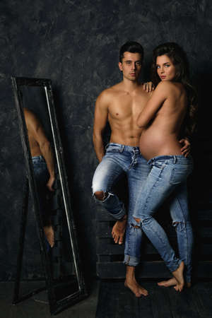 Sensual young couple waiting for a baby.の写真素材