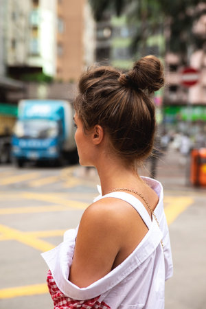 Young woman with a hairstyle called - Bun