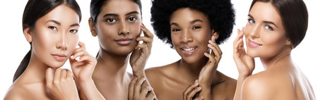 Different ethnicity women - Caucasian, African, Asian and Indian.