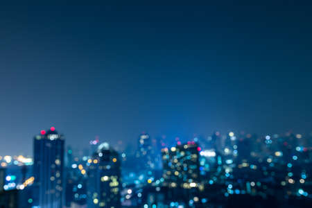 Scenic view of Modern Bangkok city at nightの写真素材