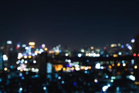Blurred lights of the modern night cityの写真素材