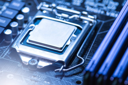 Closeup of CPU inside the personal computer