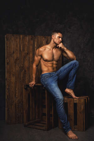 Portrait of handsome muscular and sexy manの写真素材