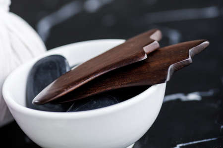 Wooden scraper tool for Gua Sha massageの写真素材