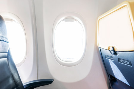 Simple interior of a low cost airplaneの写真素材