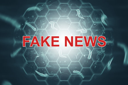 Illustration of fake Covid-19 virus news in mass mediaの写真素材