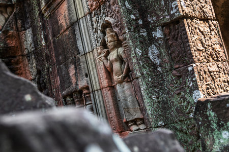 Ruins of ancient Khmer temple in Siem Reap, Cambodiaの写真素材