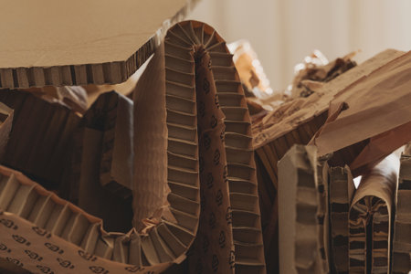 Closeup shot of Cardboard Waste. Concepts of Paper Recycling and Waste Sortingの写真素材