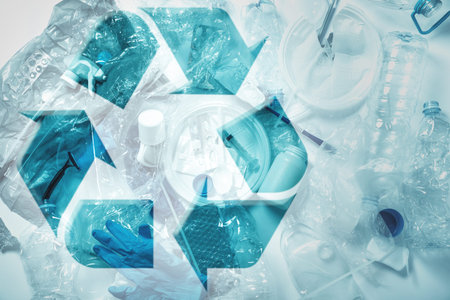 Concepts of ecology and earth pollution. Pile of different plastic waste