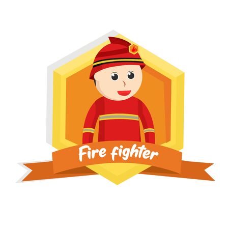 firefighter in emblem design illustrationのイラスト素材