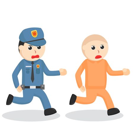 Police Catches The Prisoner illustrationのイラスト素材