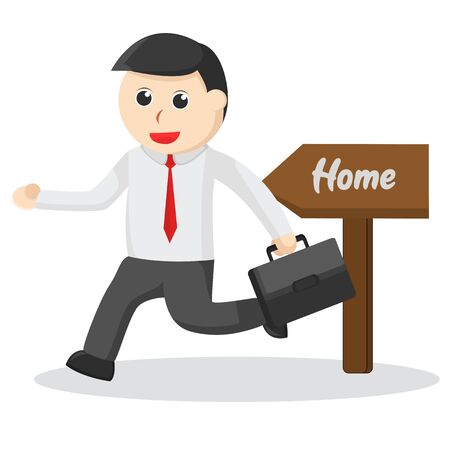 businessman happy when get home early illustrationのイラスト素材