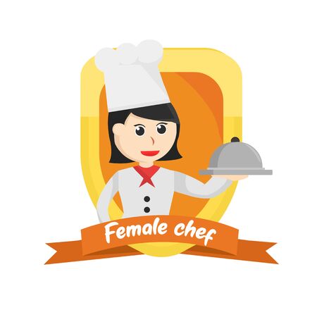 Female chef in emblem illustrationのイラスト素材