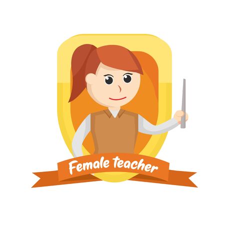 Female teacher in emblem illustrationのイラスト素材
