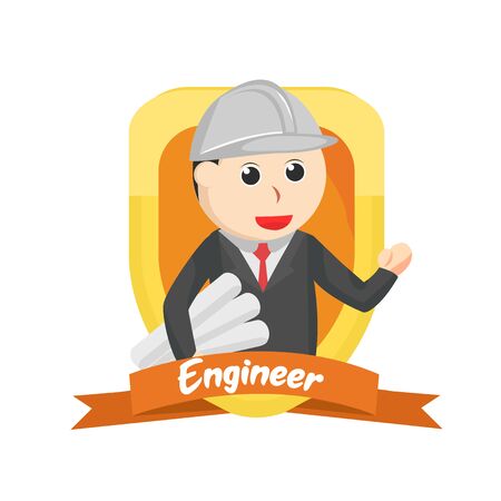 Engineer in emblem design illustrationのイラスト素材