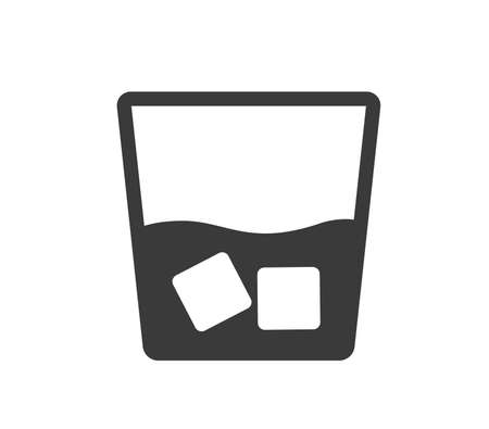 Whiskey in a glass. Glass with ice icon. vector whiskey illustration.のイラスト素材