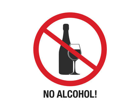 No alcohol sign vector.  Alcohol abandoned sign vector.のイラスト素材
