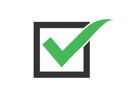 Check box icon. Green check mark in box vector design.のイラスト素材
