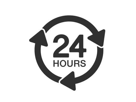 24 hours icon. 24 hour sign vector illustration.のイラスト素材