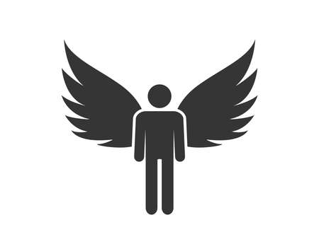Man with wings icon. Flying man icon.のイラスト素材