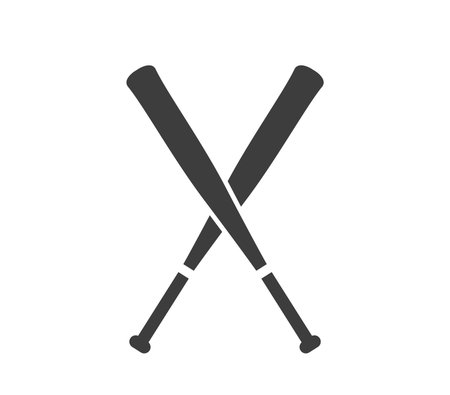 Crossed baseball bat illustration.  Baseball bat icon.のイラスト素材