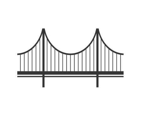 Bridge  icon.   Suspension bridge vector design.のイラスト素材